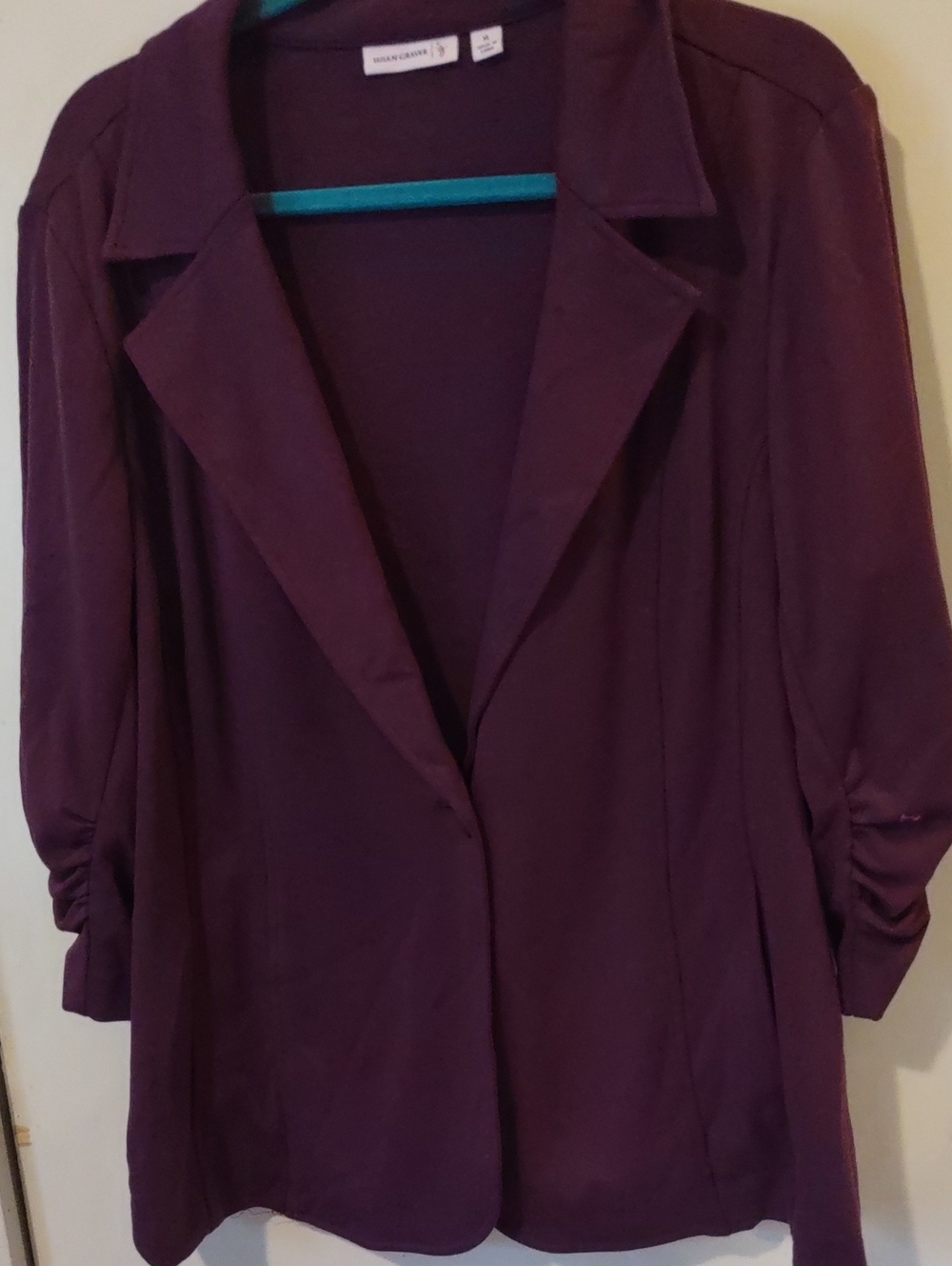 Susan Graver Deep Plum Open-Front Blazer